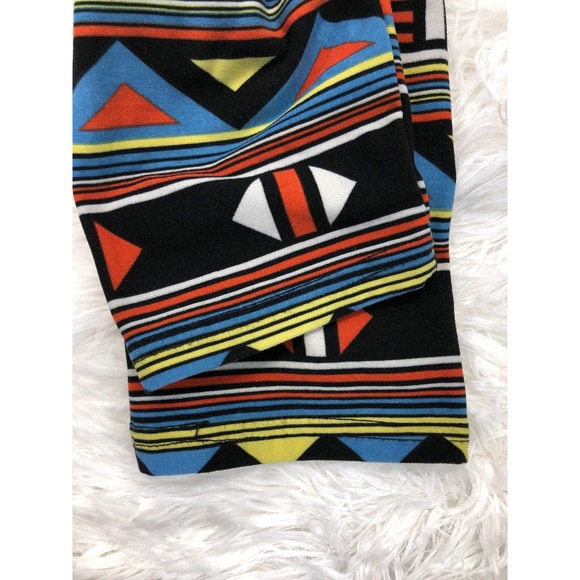 Geometric Striped One Size Leggings Elastic Waist Full Length Soft OS Casual - Picture 4 of 5